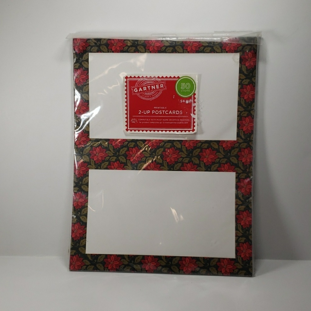 Poinsettia Printable Christmas Postcards 50ct
